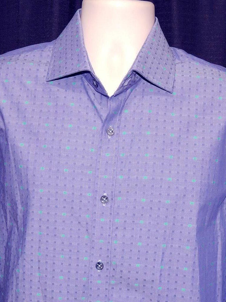 Robert Graham Fine Blue Men's Shirt Green Accents Long Sleeves Sz. L Super Mint